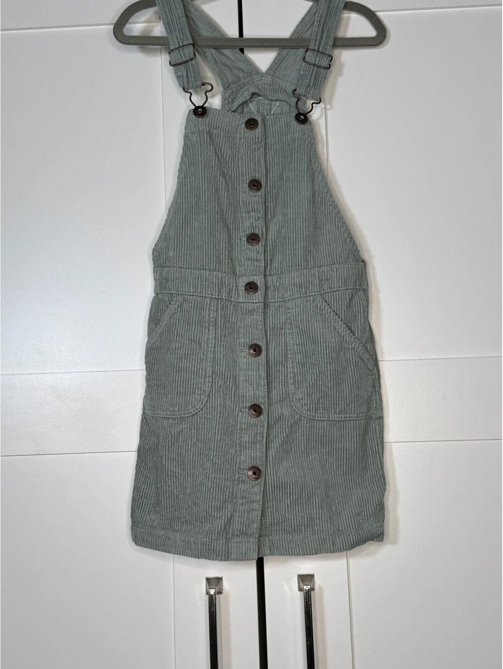 OshKosh B'Gosh Sage Green Button Front Jumper Dress Size 8